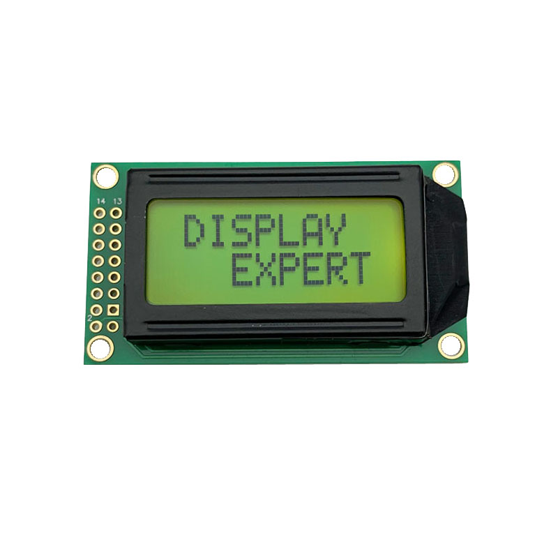 Monochrome STN Character 0802 LCD Display With SPLC780D1 IC Yellow Green