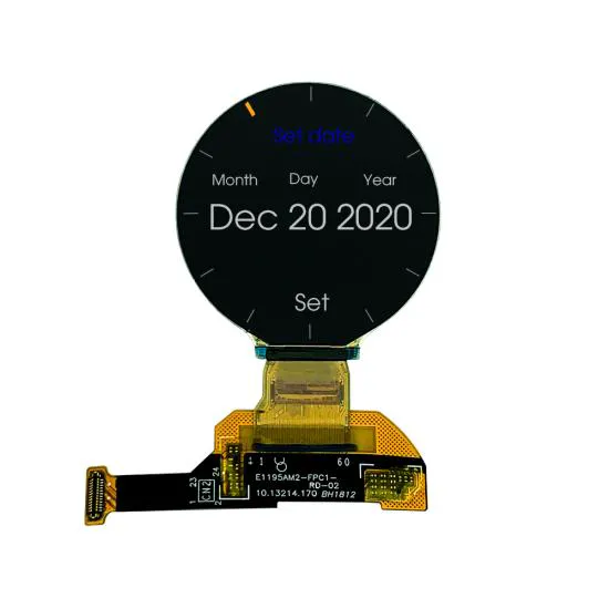 OLED Redondo De 1.2 '' Para Reloj Inteligente Con Resolución 390 * 390 RM67162 IC, 24PIN, Interfaz MIPI / SPI